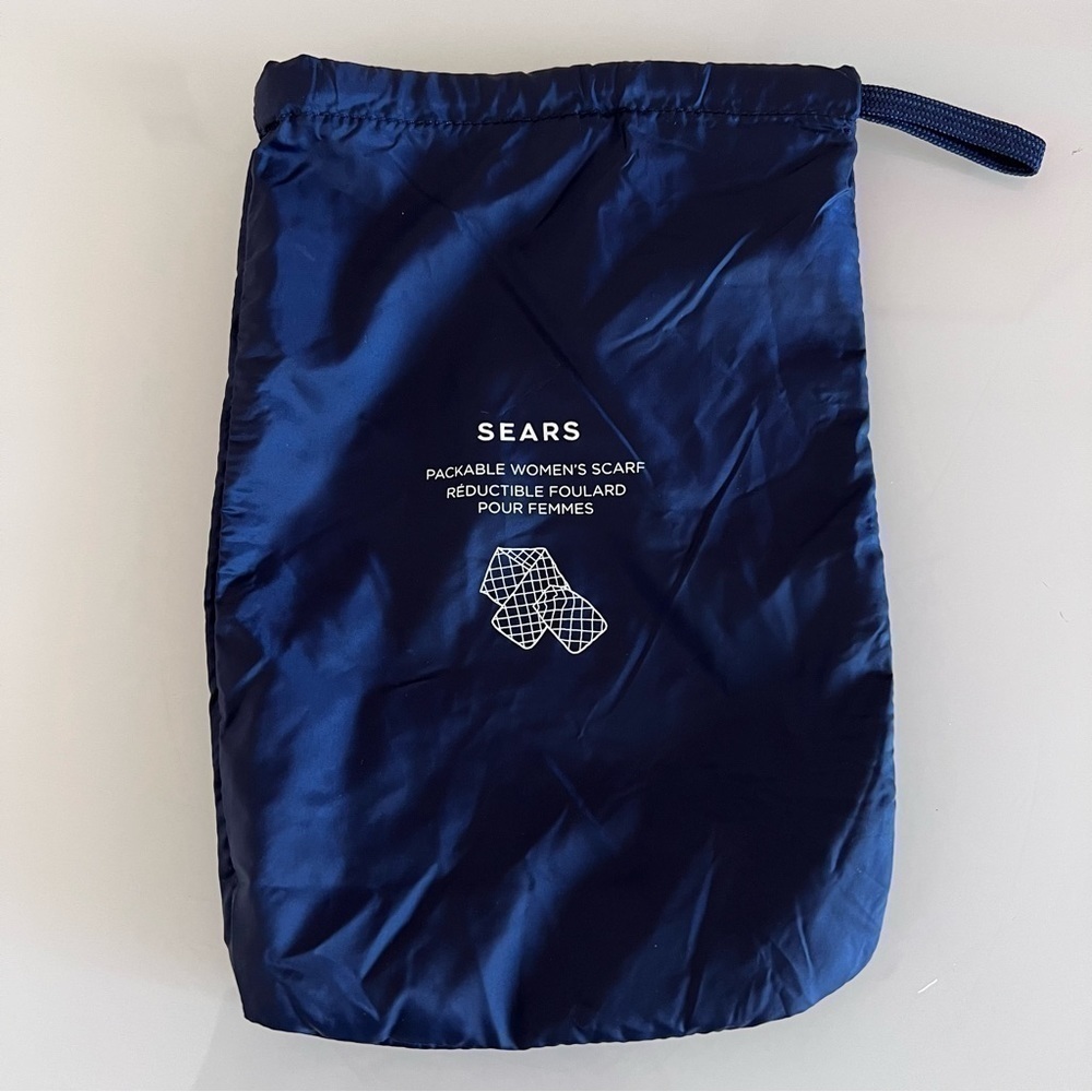 SEARS | Navy blue down filled packable vintage sears fall winter scarf - Picture 8 of 9